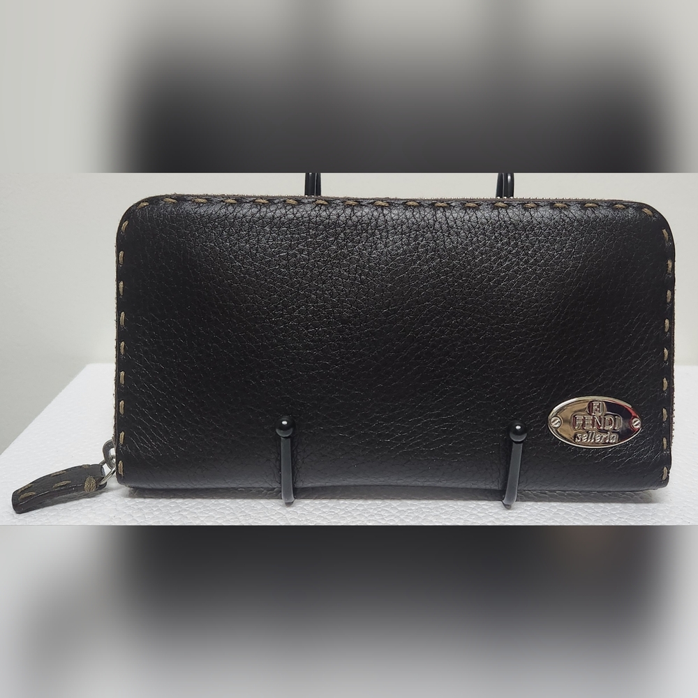 FENDI Selleria Leather Zip Around Wallet